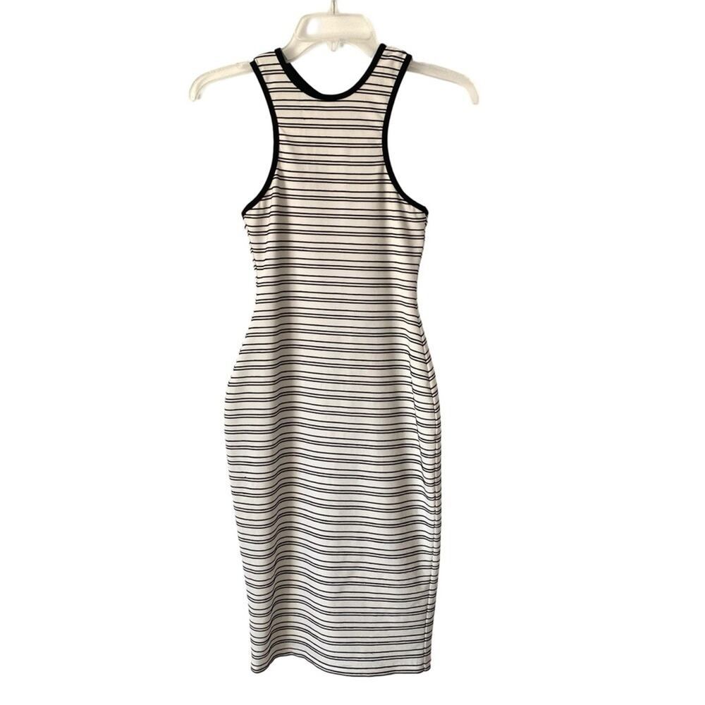 Bec & Bridge Black White Race Back Stripe Bodycon Dress size 2